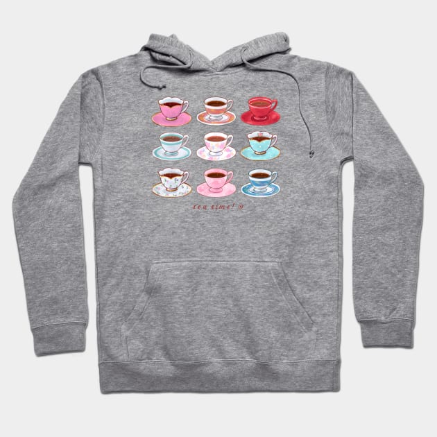 Tea Cups Hoodie by Kate Paints